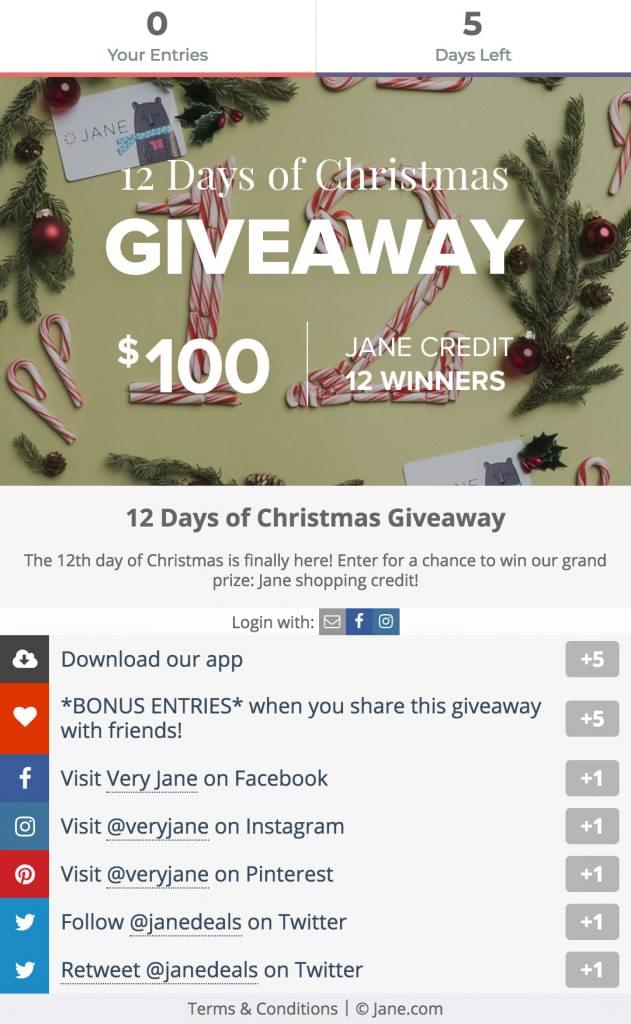 Screenshot of a giveaway created with Gleam.