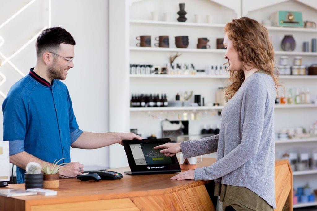 Merchant using ShopKeep iPad pos for retail