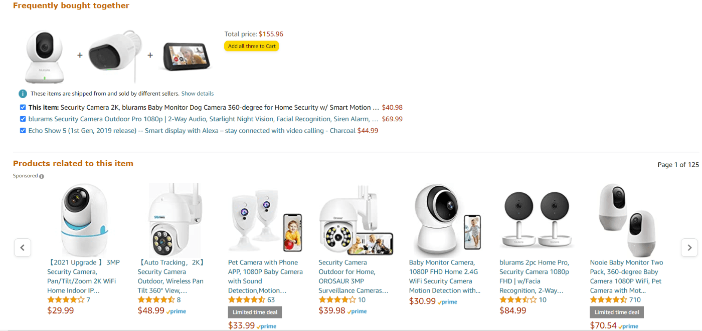 Showing related items on Amazon.