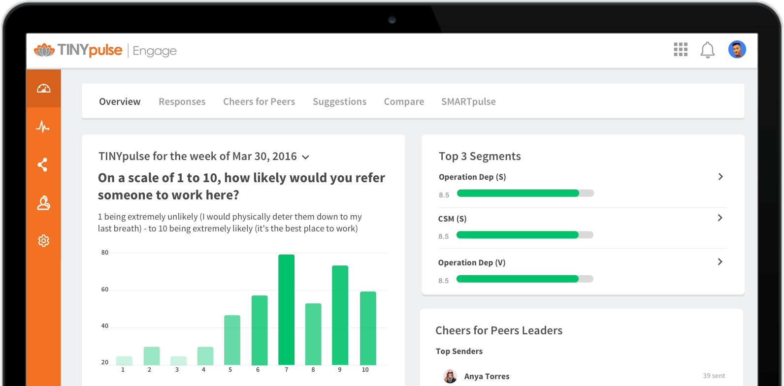 TINYPulse survey dashboard
