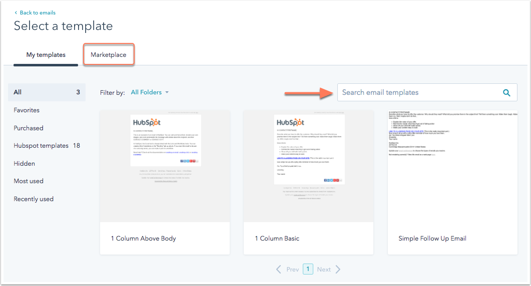 Build an email from a HubSpot template.