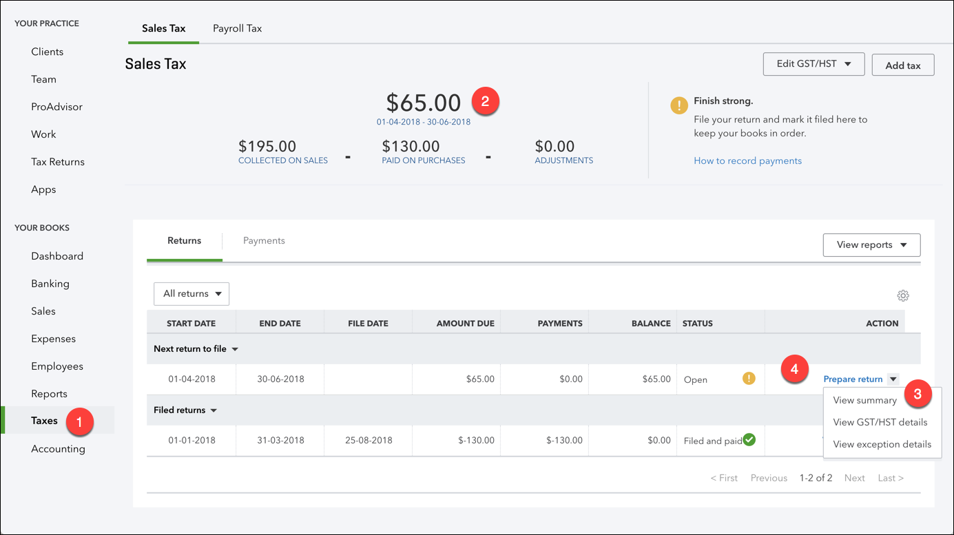 Quickbookssales tax feature automatically calculates sales taxes for product sales.